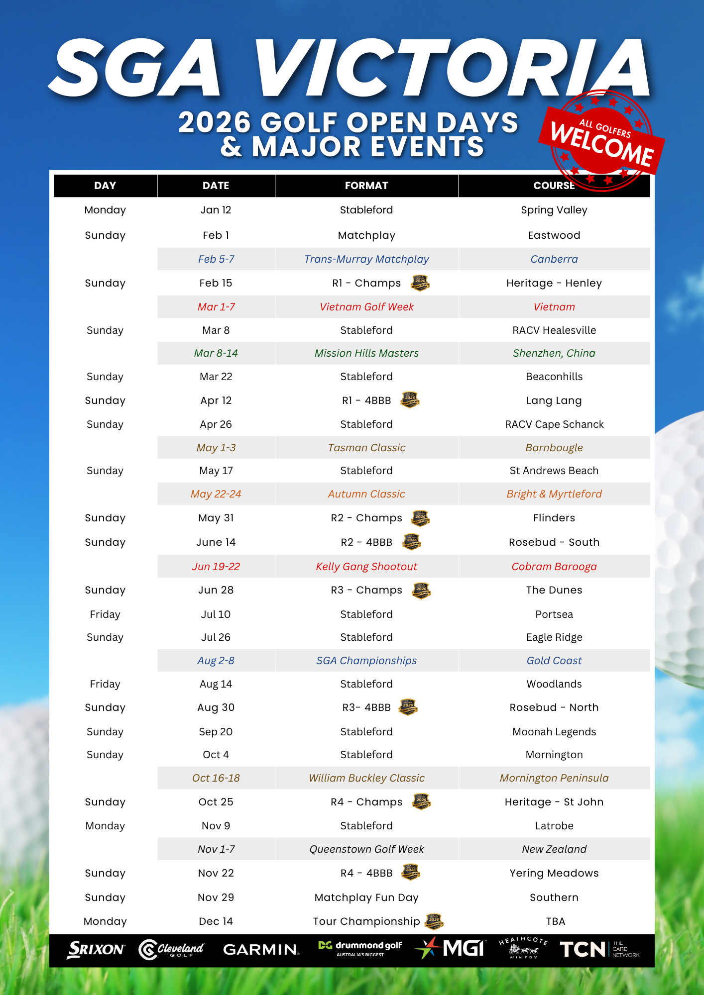 2026 Victorian Schedule