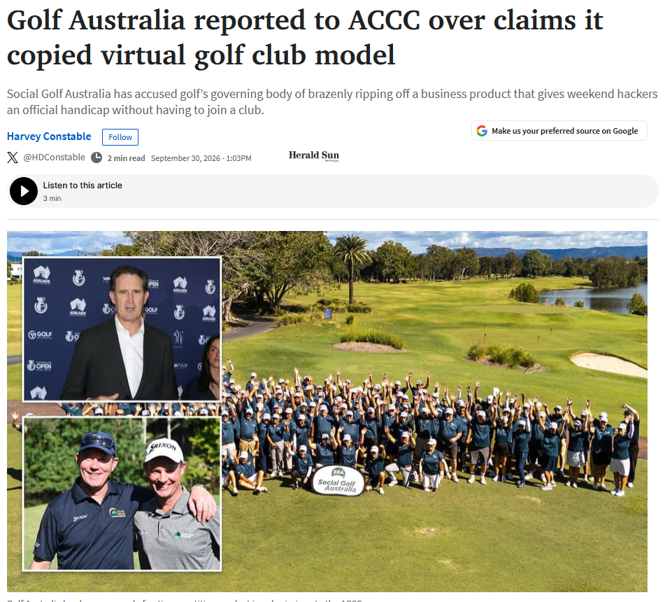 ACCC submission against Golf Australia